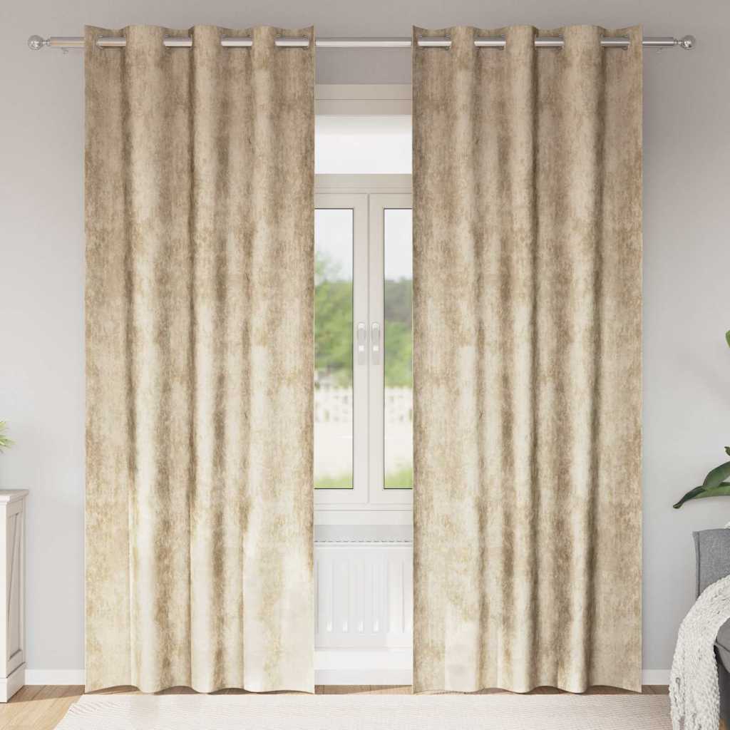 Tende in Velluto 2 pz Crema 245 x 140 cm Velluto