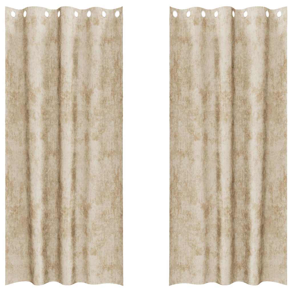 Tende in Velluto 2 pz Crema 260 x 140 cm Velluto
