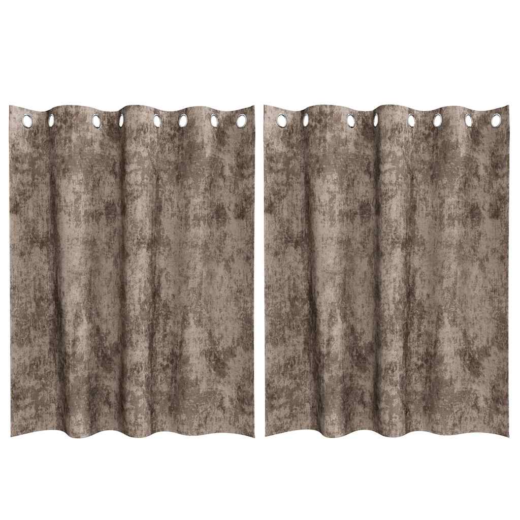 Tende in Velluto 2 pz Cappuccino 140 x 140 cm Velluto