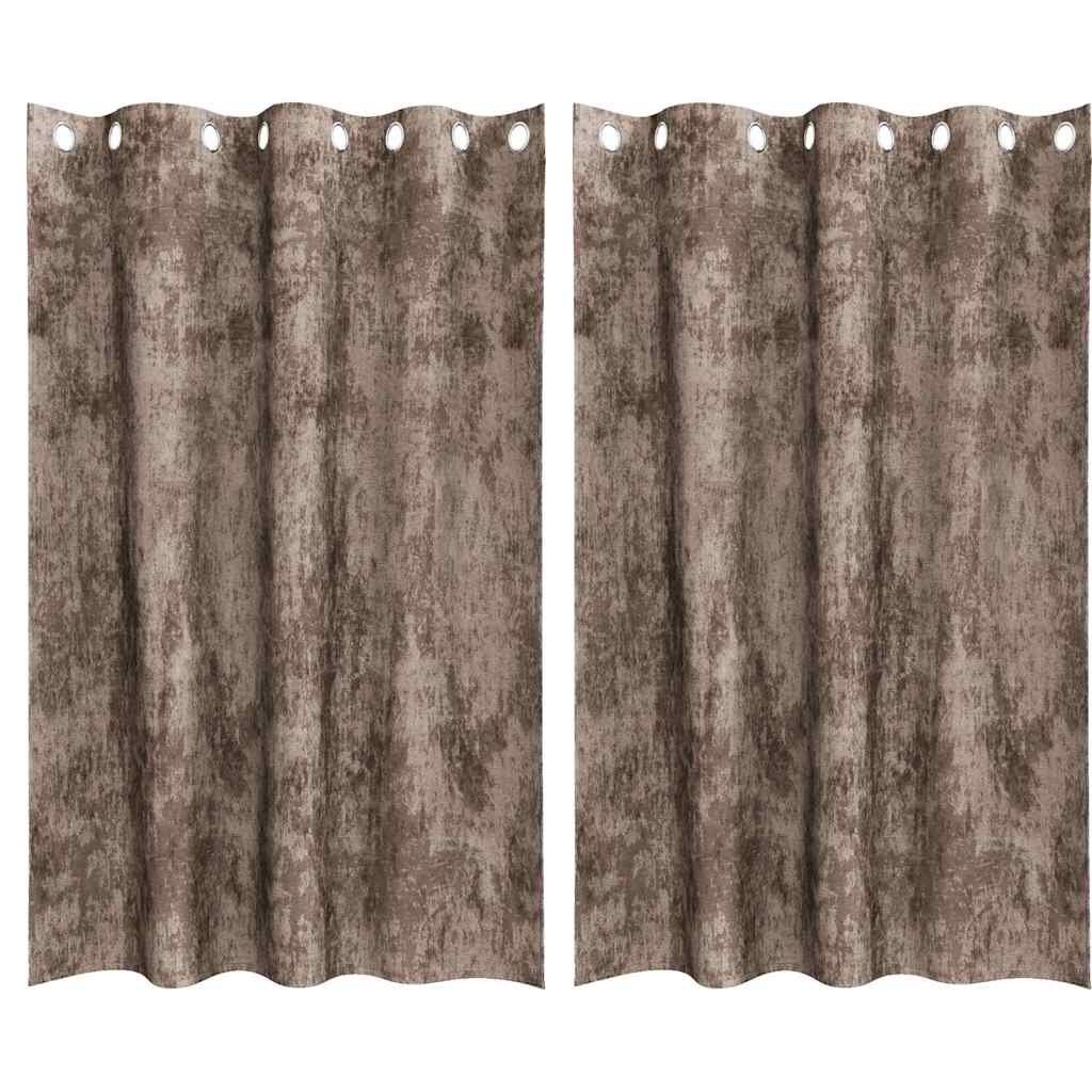 Tende in Velluto 2 pz Cappuccino 175 x 140 cm Velluto
