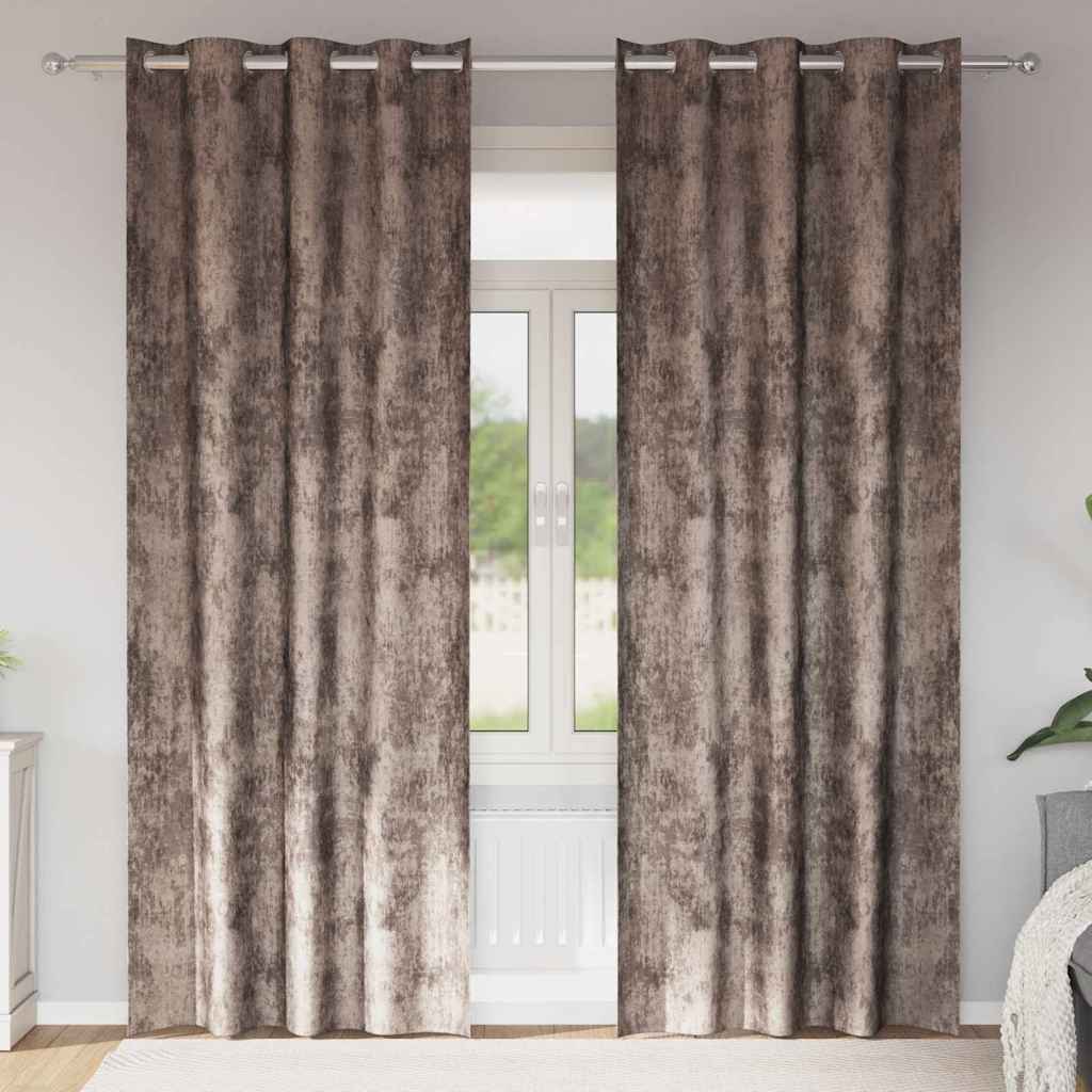 Tende in Velluto 2 pz Cappuccino 245 x 140 cm Velluto