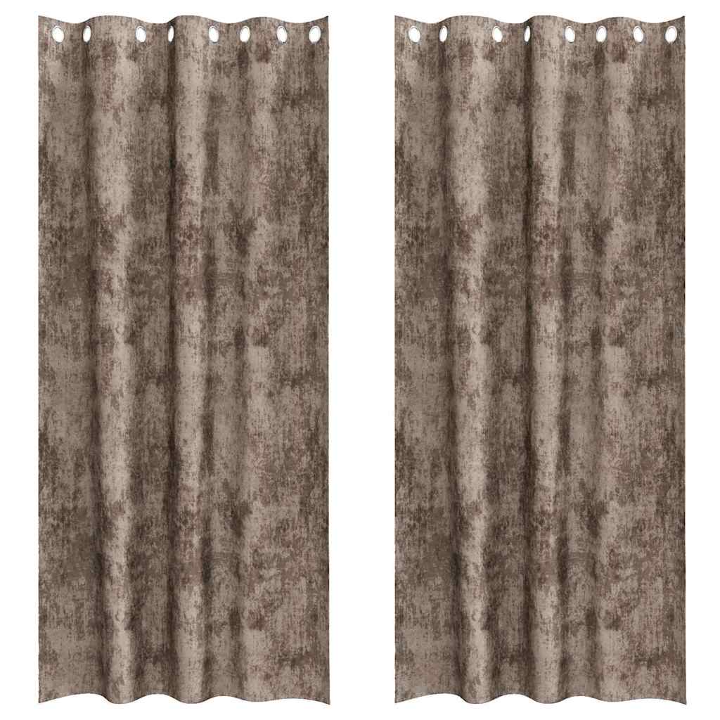 Tende in Velluto 2 pz Cappuccino 260 x 140 cm Velluto