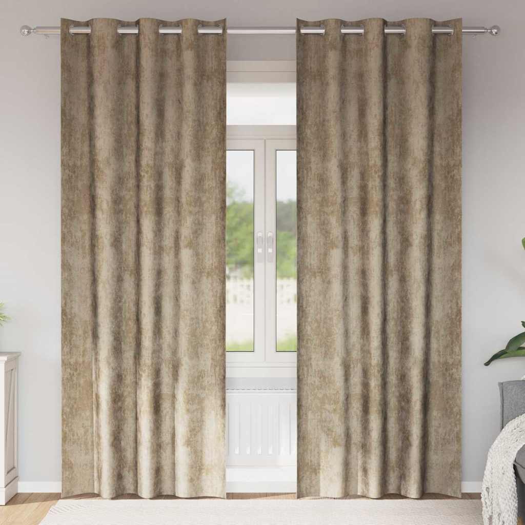 Tende in Velluto 2 pz Champagne 245 x 140 cm Velluto