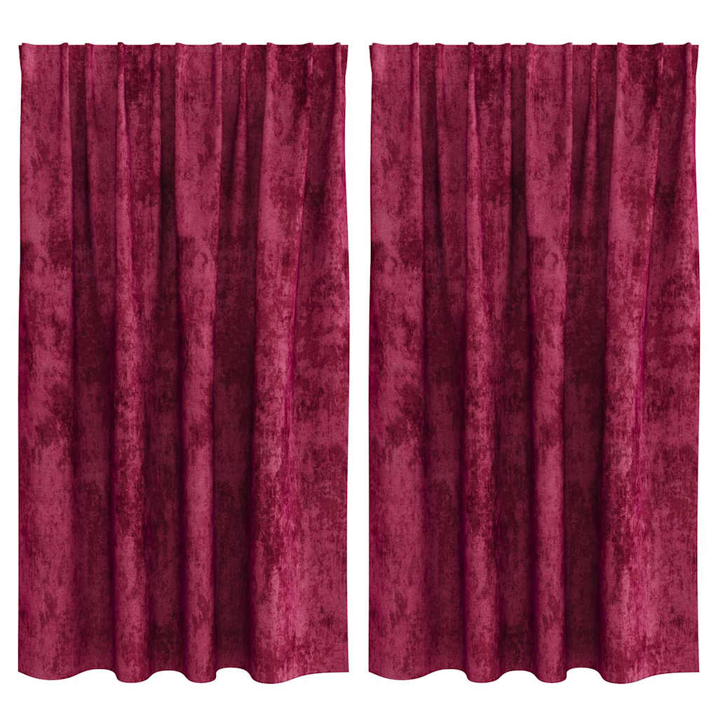 Tende in Velluto 2 pz Rosso vino 140 x 140 cm Velluto