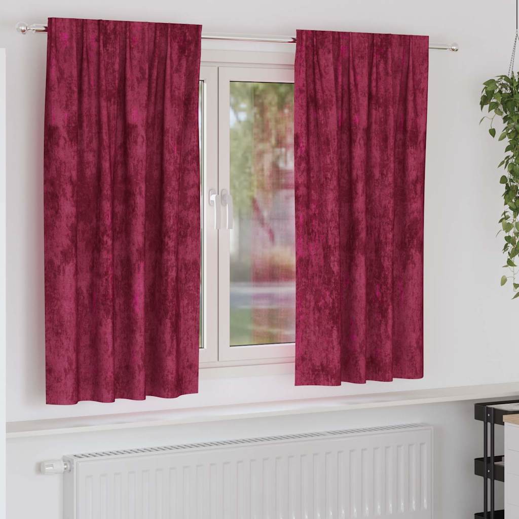 Tende in Velluto 2 pz Rosso vino 175 x 140 cm Velluto