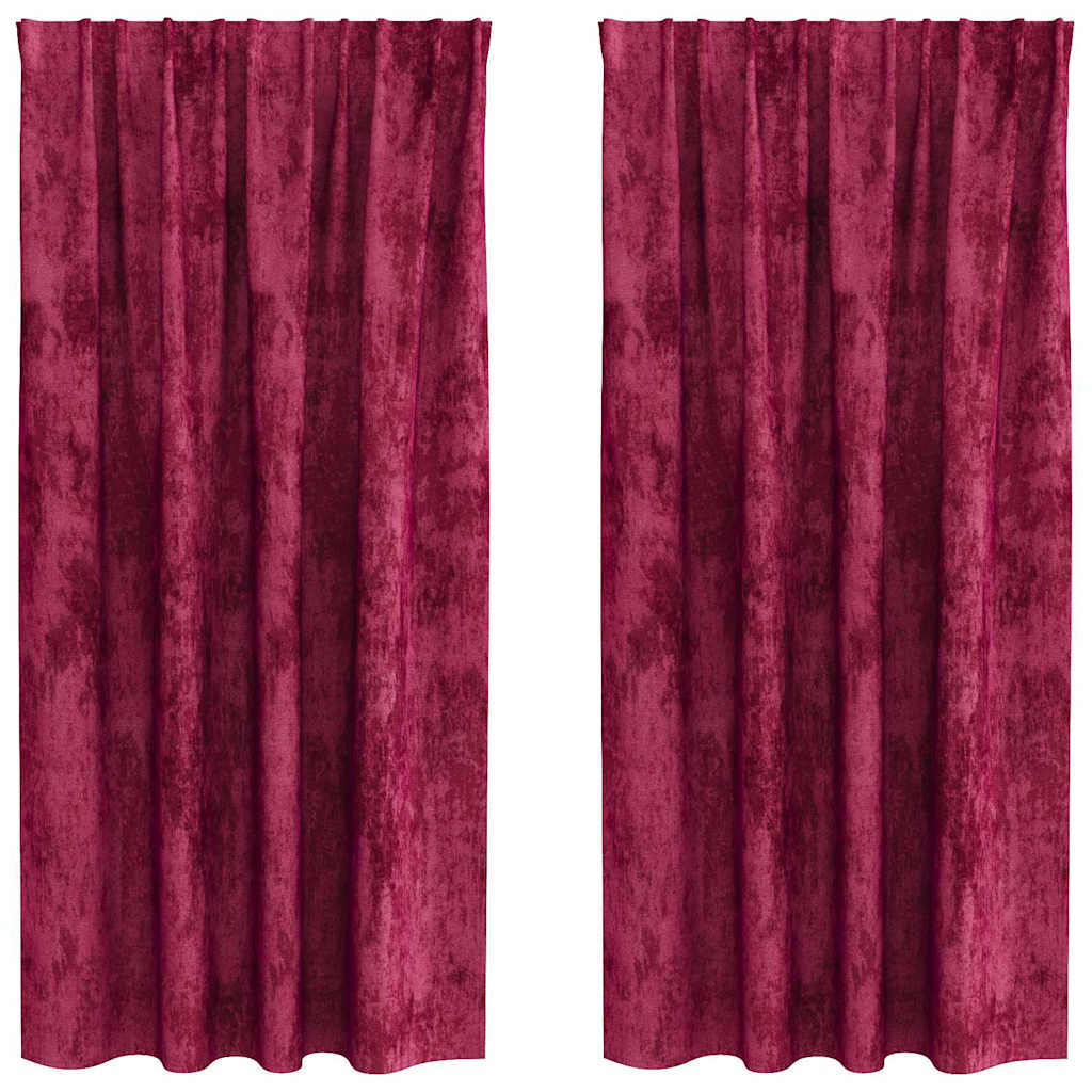 Tende in Velluto 2 pz Rosso vino 175 x 140 cm Velluto