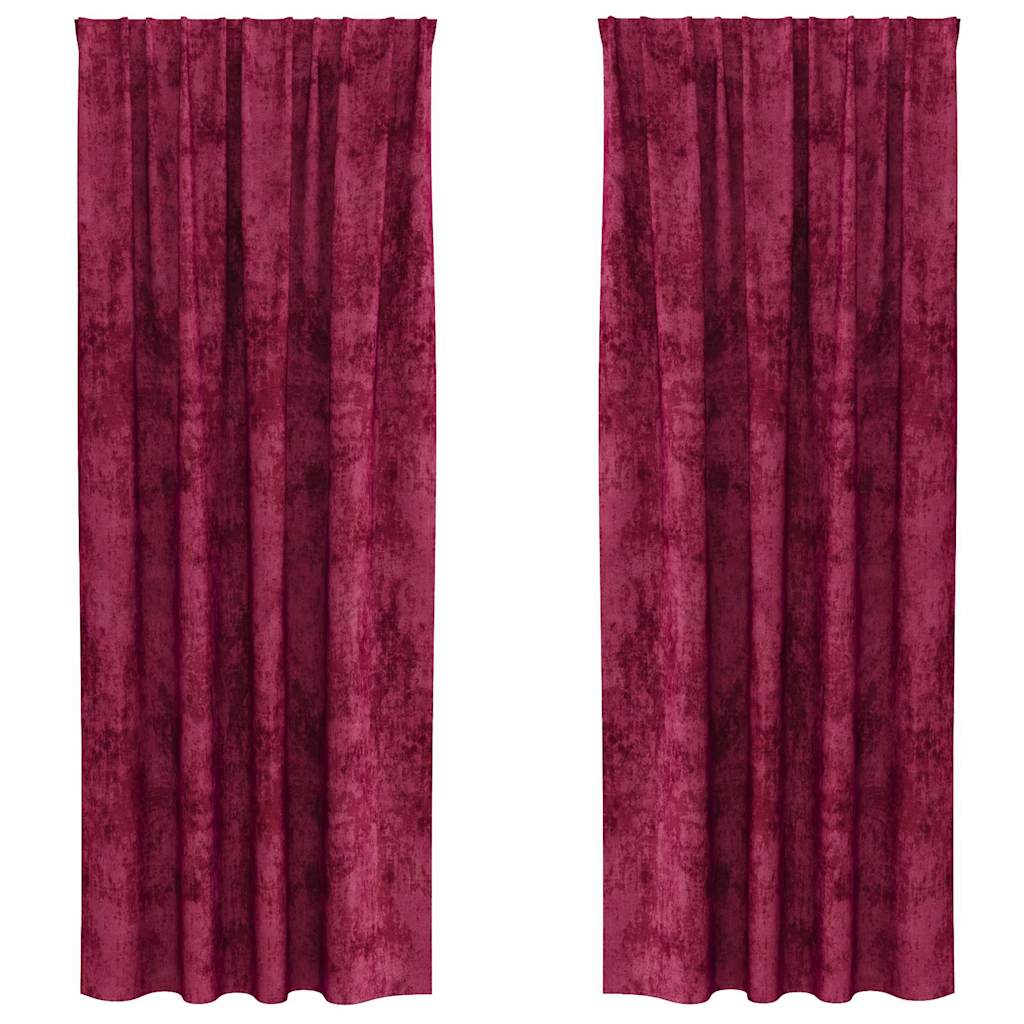 Tende in Velluto 2 pz Rosso vino 225 x 140 cm Velluto