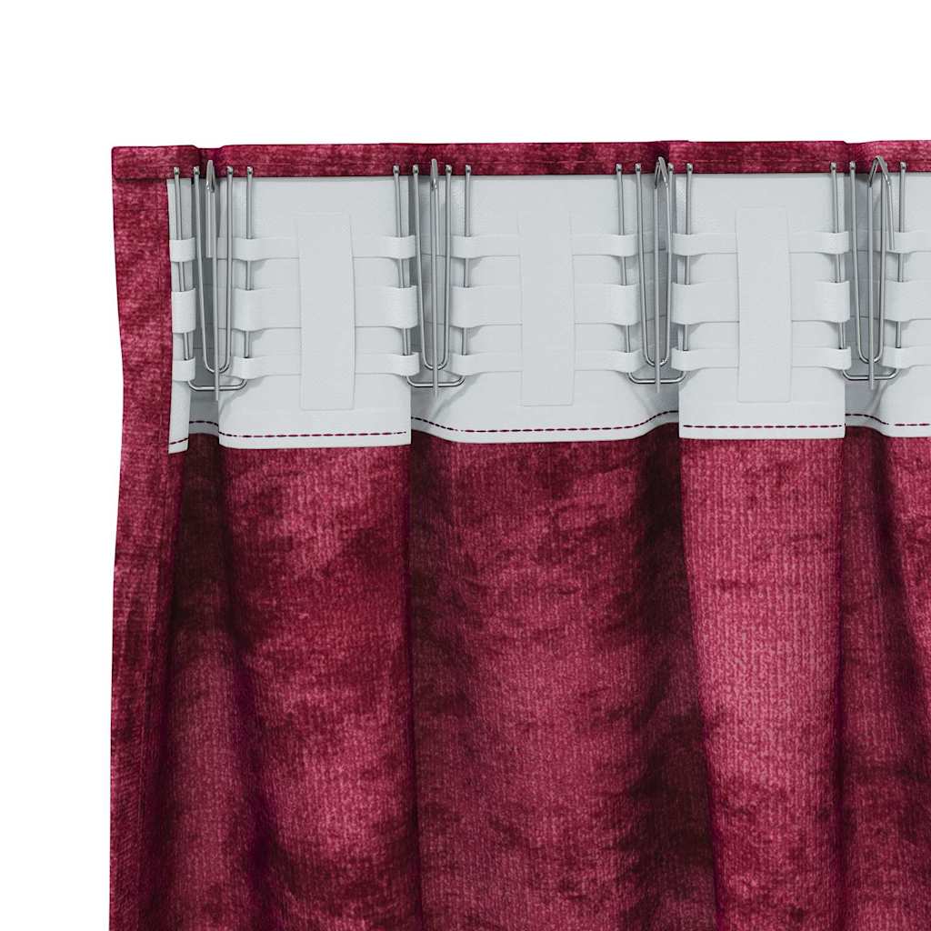 Tende in Velluto 2 pz Rosso Vino 260 x 140 cm Velluto