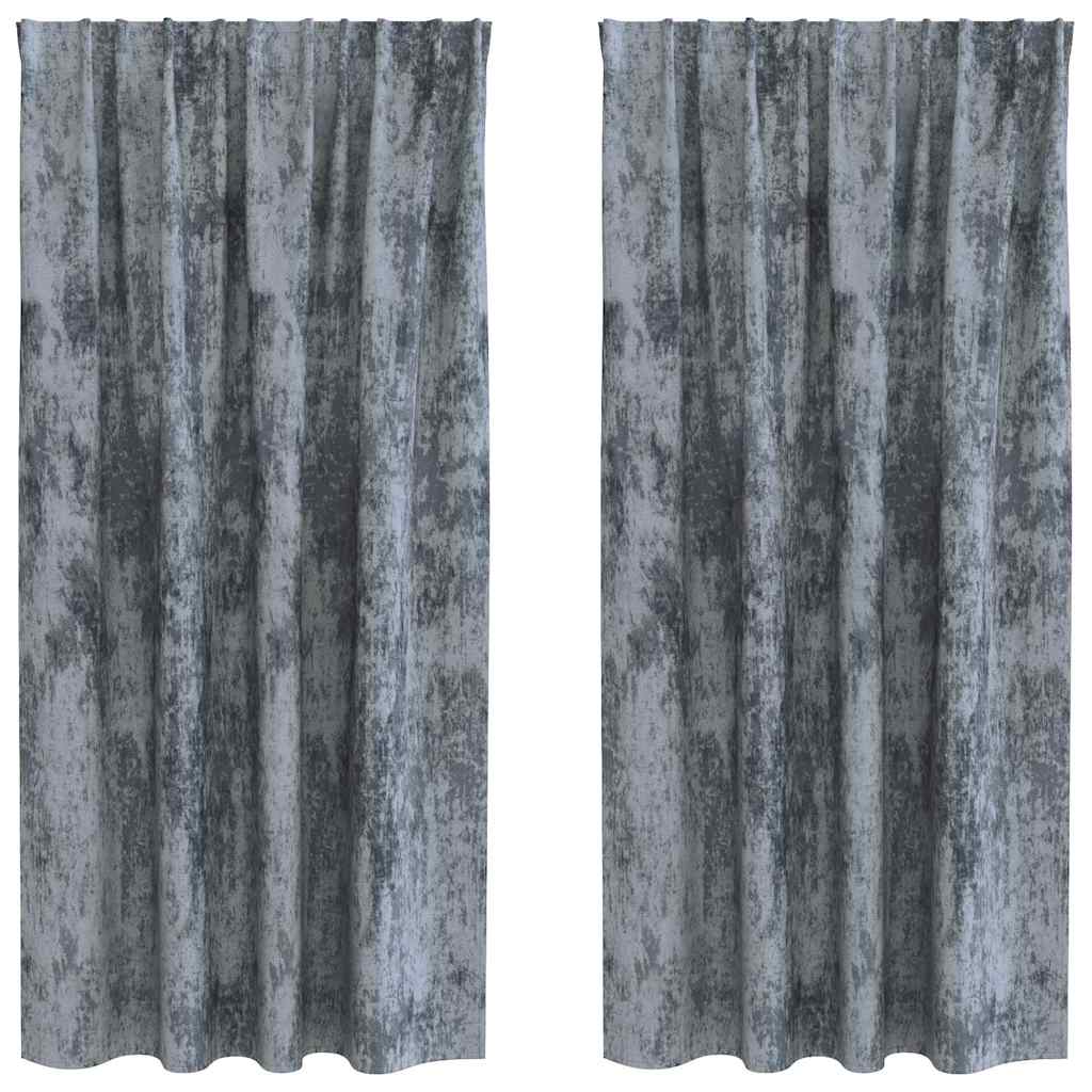 Tende in Velluto 2 pz Grigio Argento 175 x 140 cm Velluto