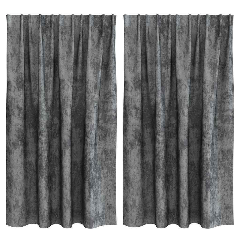 Tende in Velluto 2 pz Grigio 140 x 140 cm Velluto