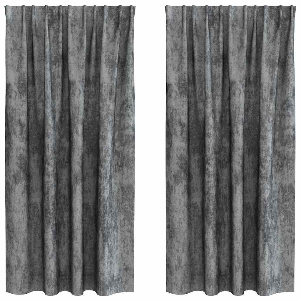 Tende in Velluto 2 pz Grigio 175 x 140 cm Velluto