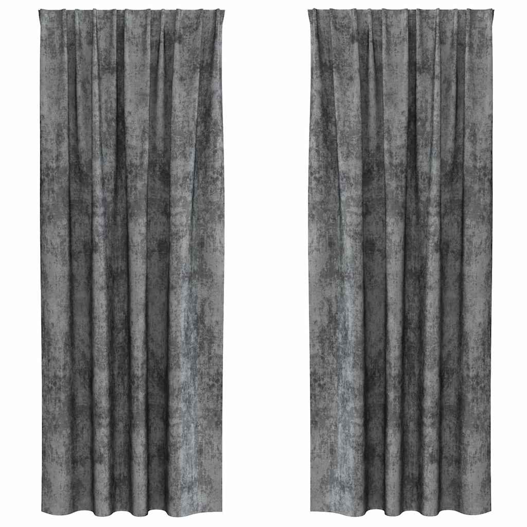 Tende in Velluto 2 pz Grigio 225 x 140 cm Velluto