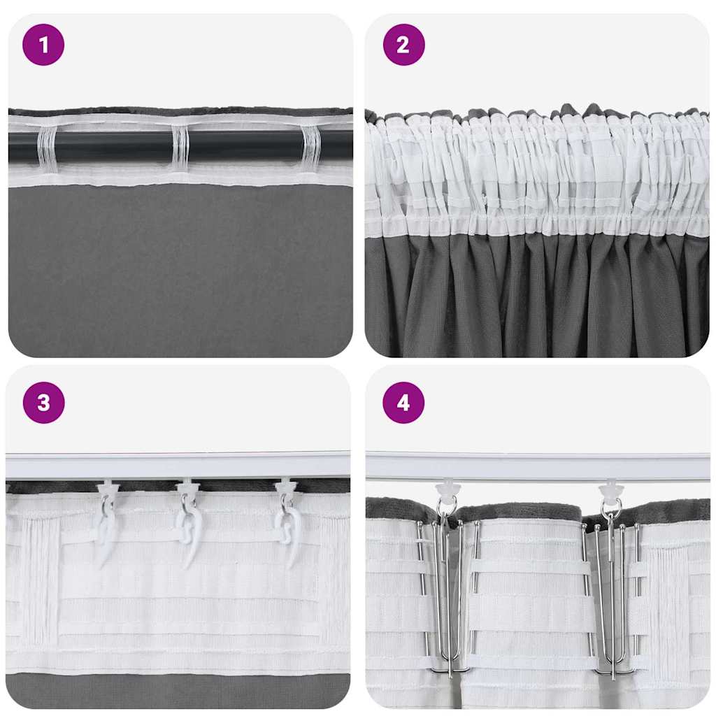 Tende in Velluto 2 pz Grigio 225 x 140 cm Velluto