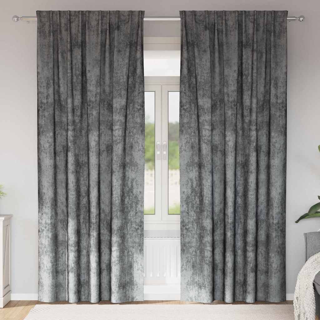 Tende in Velluto 2 pz Grigio 245 x 140 cm Velluto
