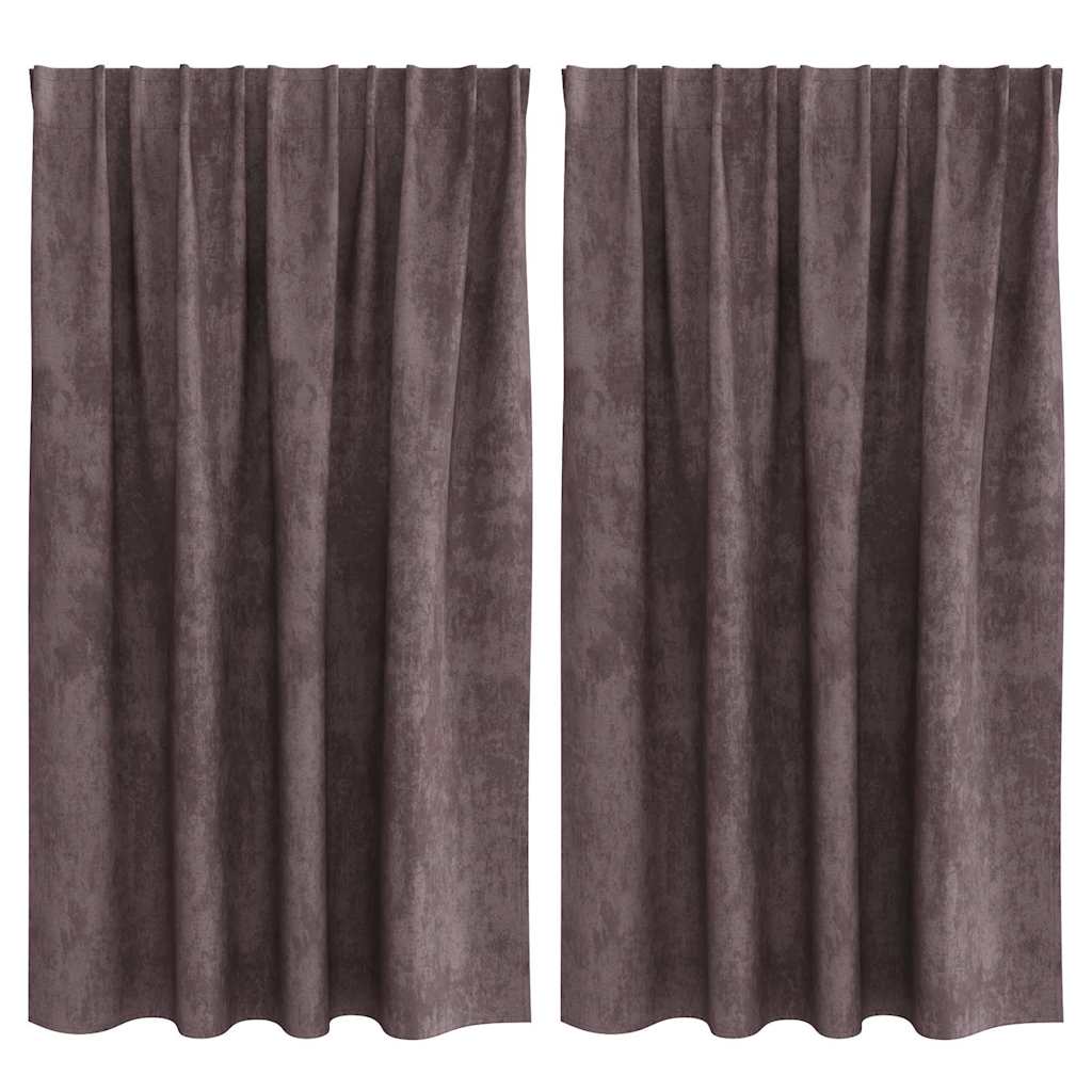 Tende in Velluto 2 pz Marrone 140 x 140 cm Velluto