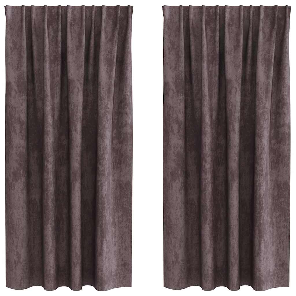 Tende in Velluto 2 pz Marrone 175 x 140 cm Velluto