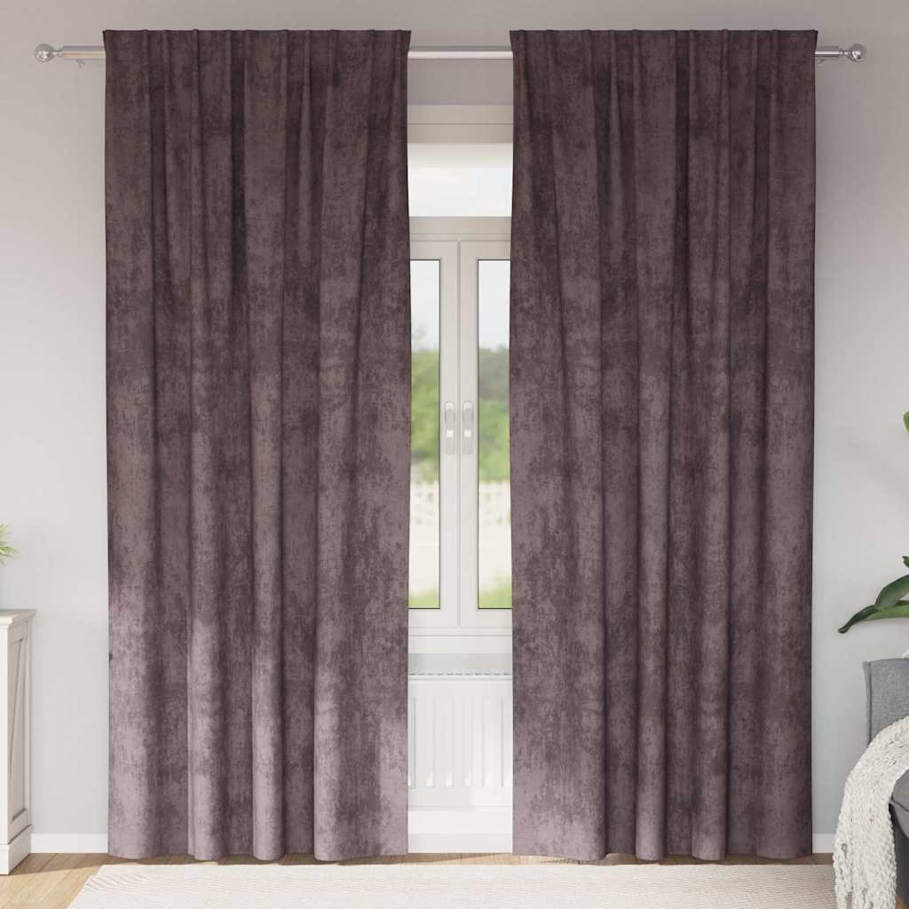 Tende in Velluto 2 pz Marrone 245 x 140 cm Velluto
