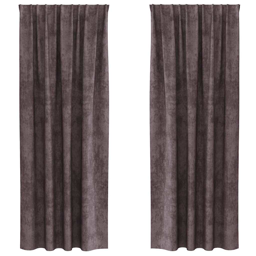 Tende in Velluto 2 pz Marrone 245 x 140 cm Velluto