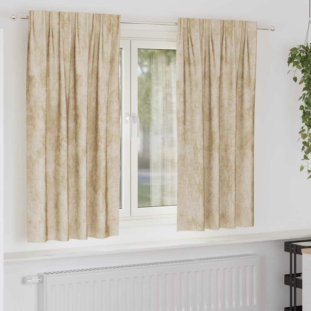 Tende in Velluto 2 pz Crema 175 x 140 cm Velluto