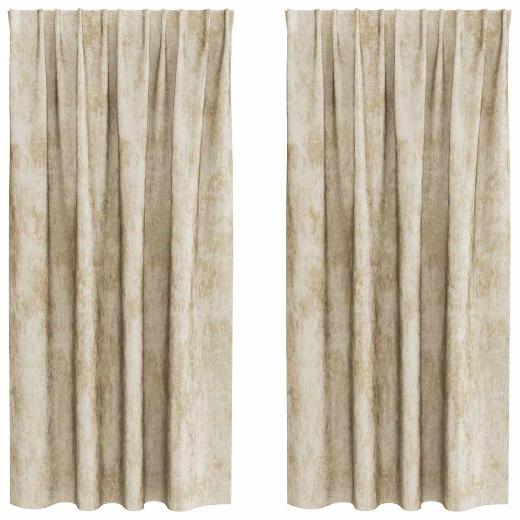 Tende in Velluto 2 pz Crema 175 x 140 cm Velluto
