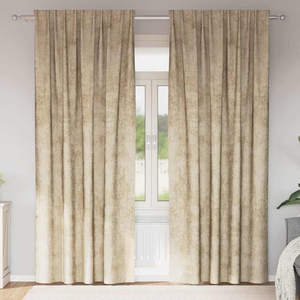 Tende in Velluto 2 pz Crema 245 x 140 cm Velluto