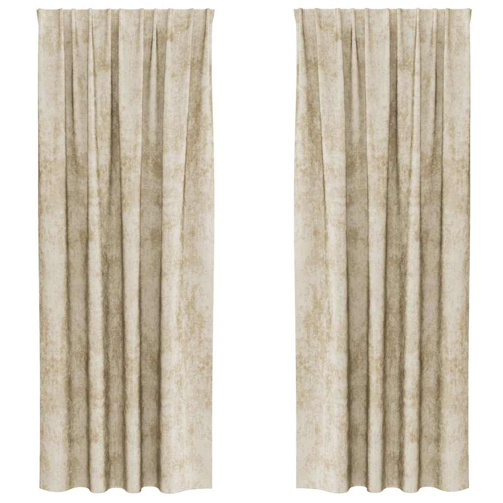 Tende in Velluto 2 pz Crema 260 x 140 cm Velluto