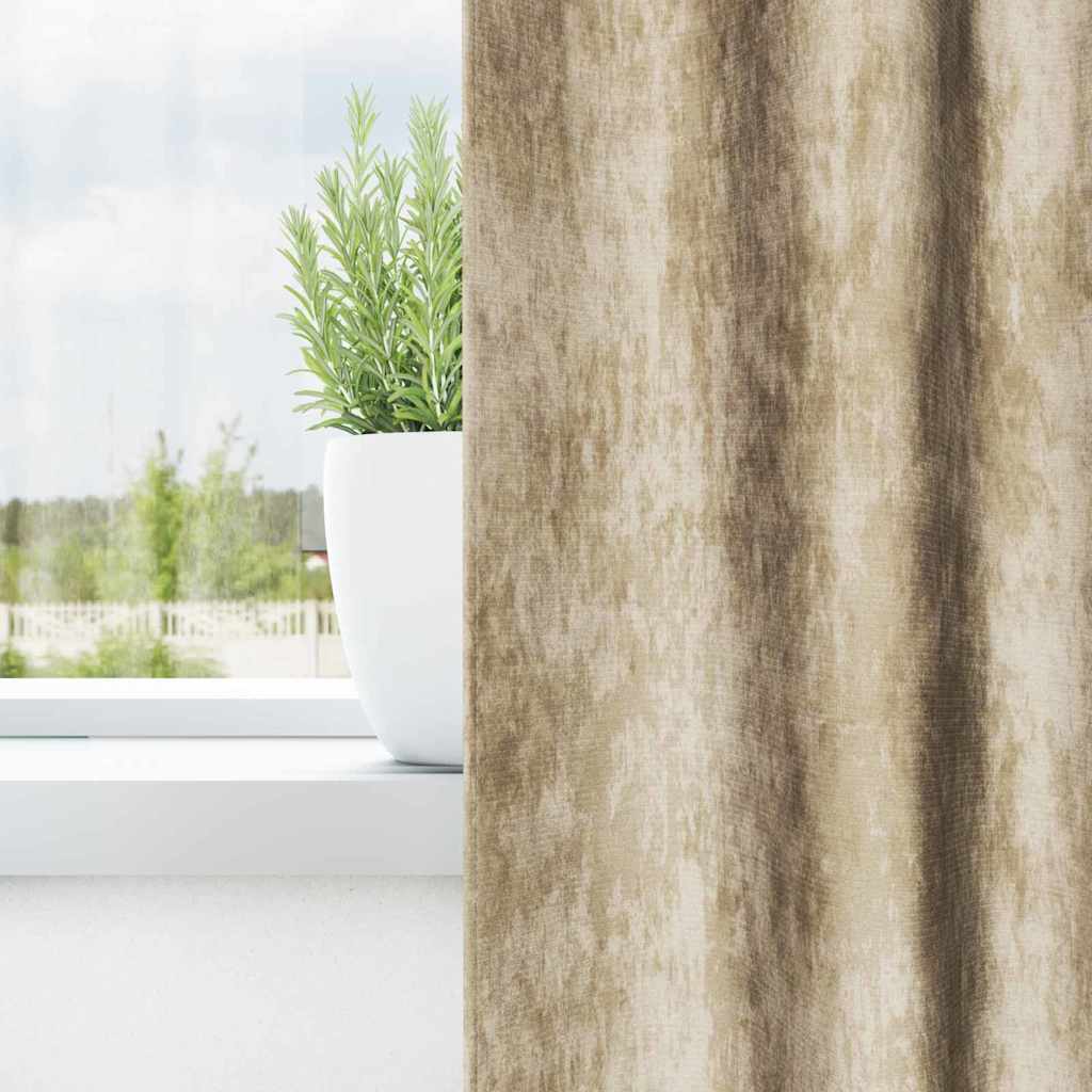 Tende in Velluto 2 pz Crema 260 x 140 cm Velluto