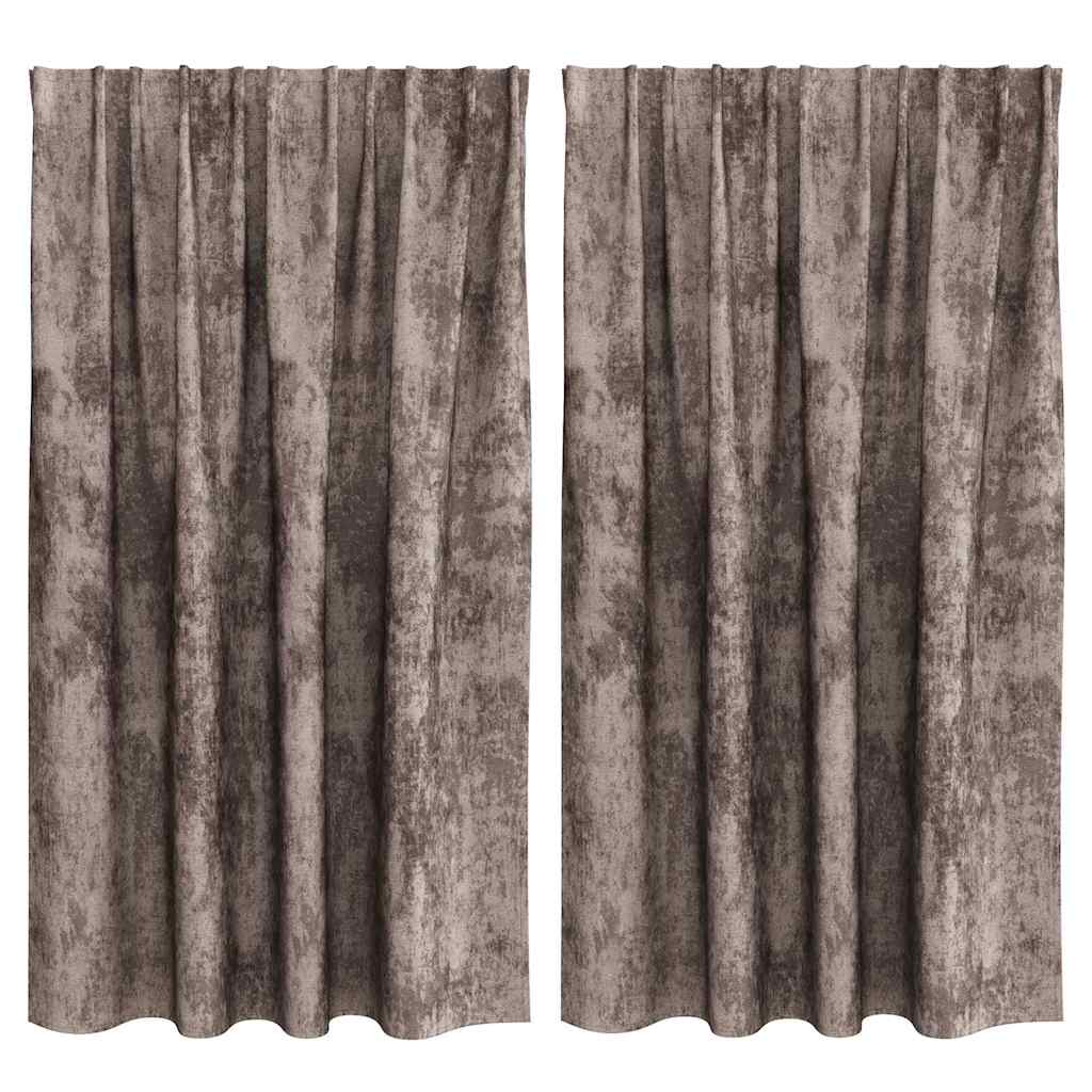 Tende in Velluto 2 pz Cappuccino 140 x 140 cm Velluto