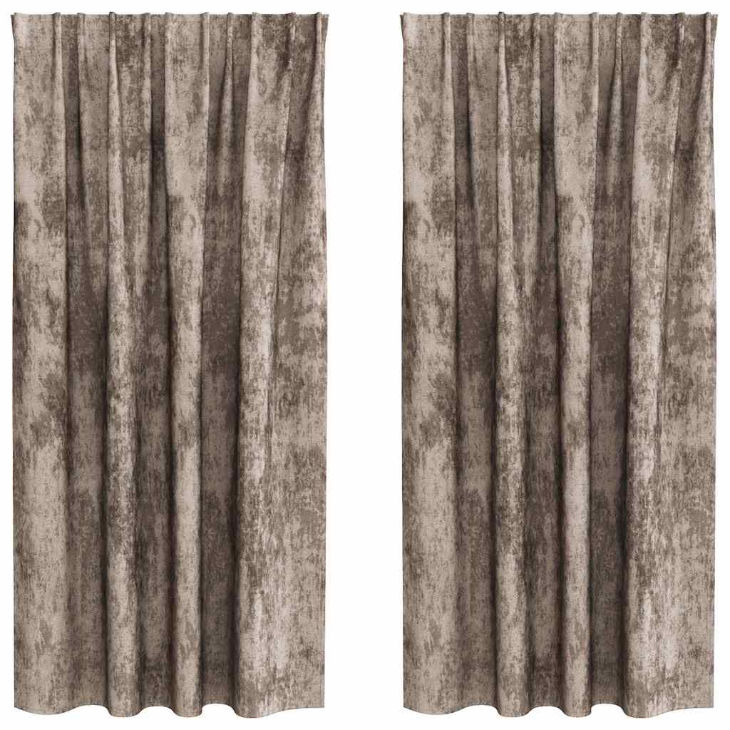 Tende in Velluto 2 pz Cappuccino 175 x 140 cm Velluto