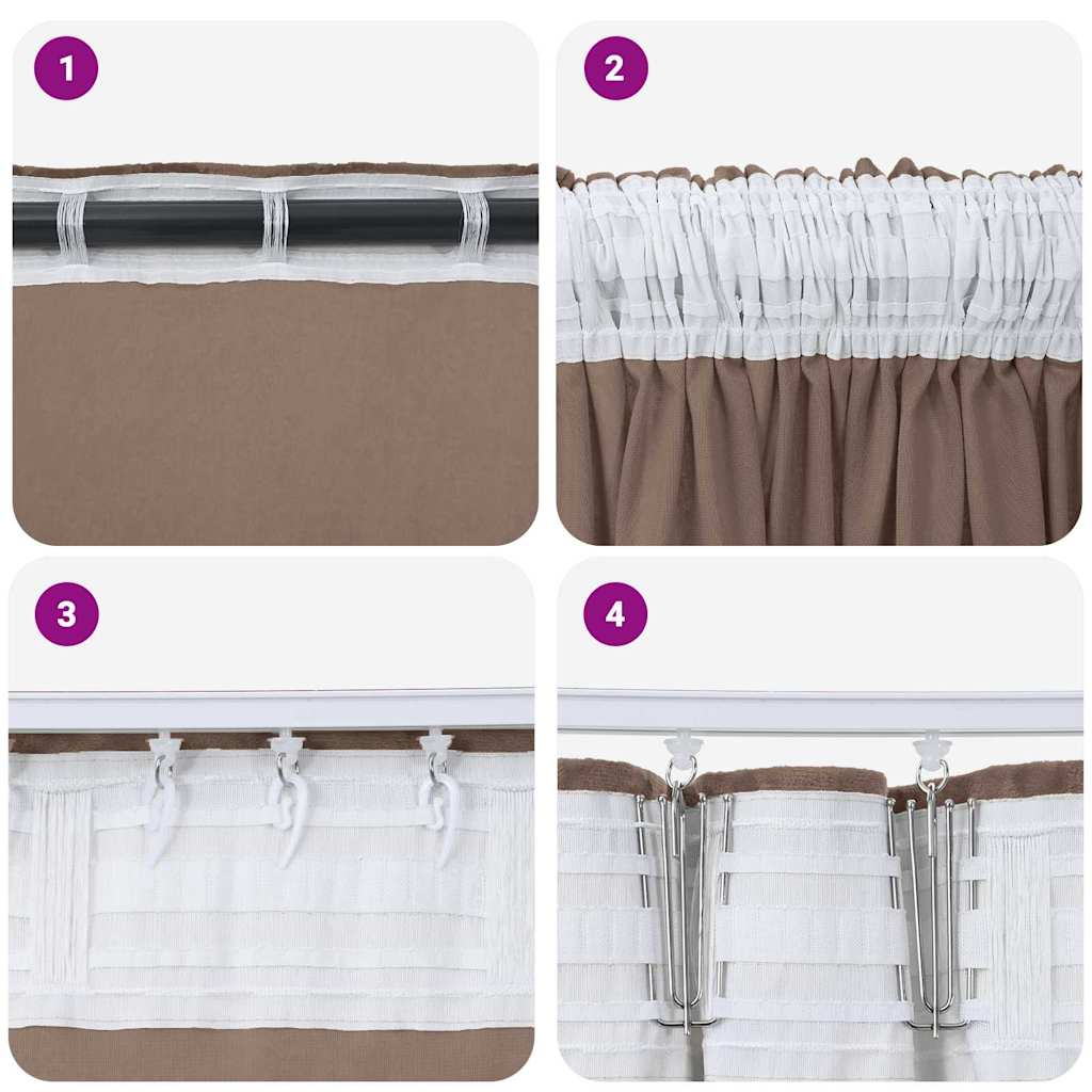 Tende in Velluto 2 pz Cappuccino 175 x 140 cm Velluto