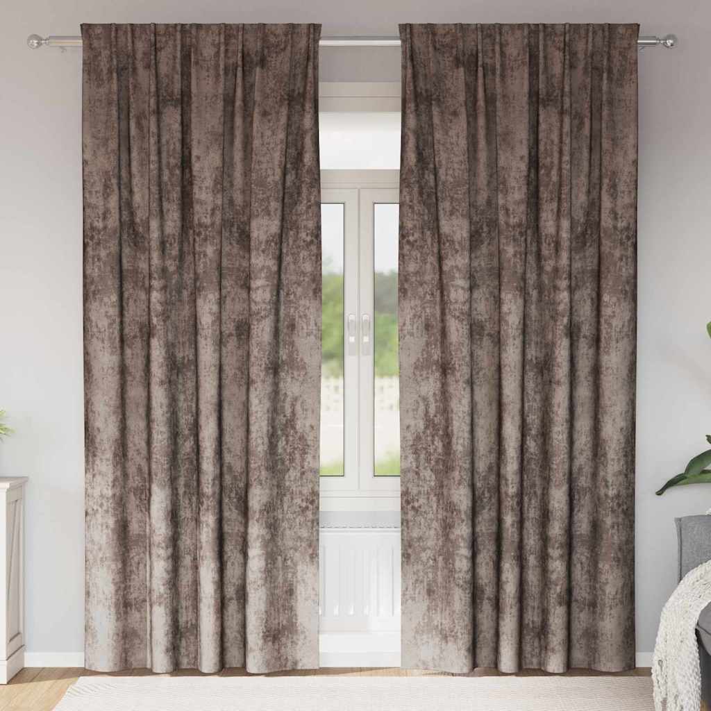 Tende in Velluto 2 pz Cappuccino 225 x 140 cm Velluto