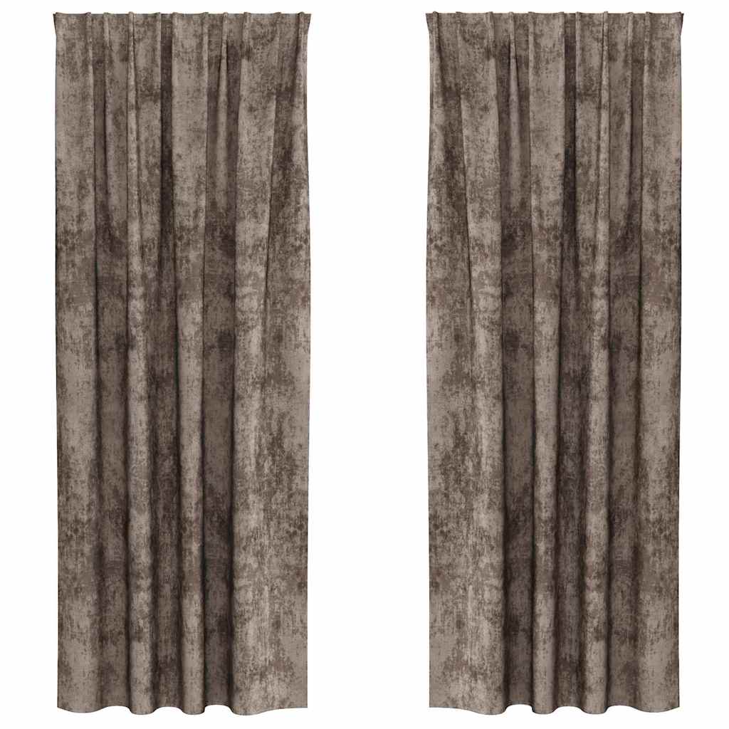 Tende in Velluto 2 pz Cappuccino 225 x 140 cm Velluto