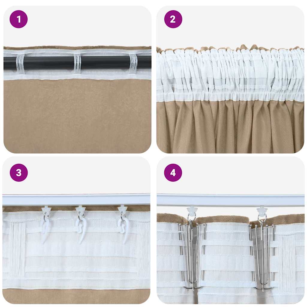 Tende in Velluto 2 pz Champagne 140 x 140 cm Velluto