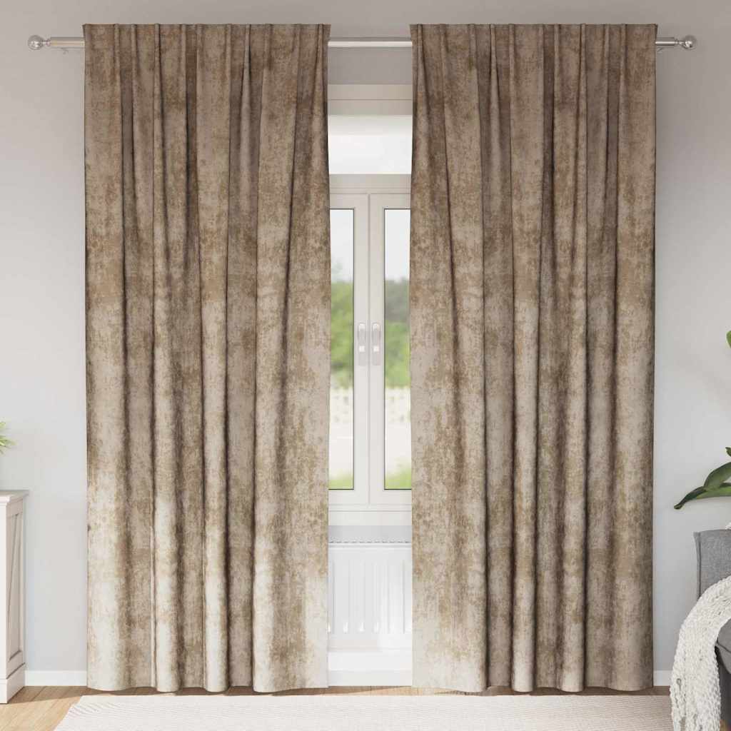 Tende in Velluto 2 pz Champagne 260 x 140 cm Velluto