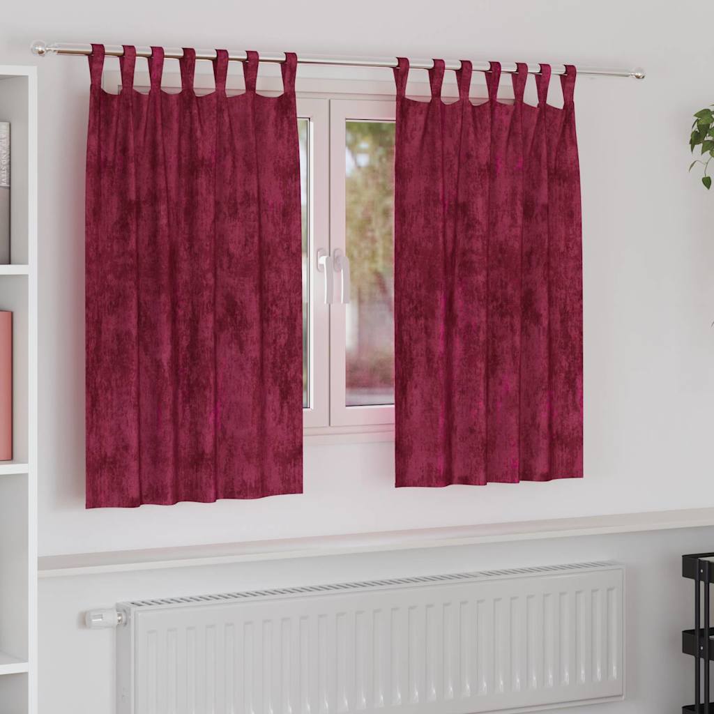 Tende in Velluto 2 pz Rosso Vino 140 x 140 cm Velluto