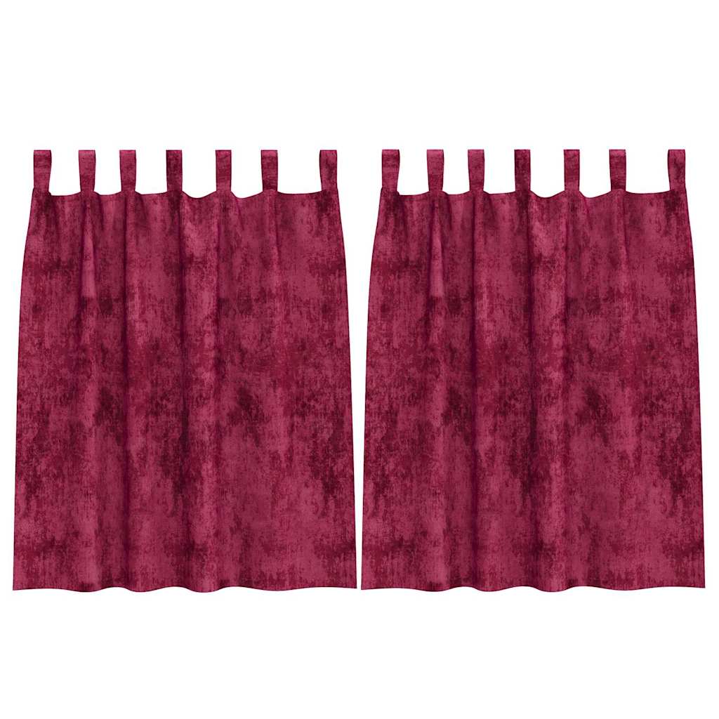 Tende in Velluto 2 pz Rosso Vino 140 x 140 cm Velluto