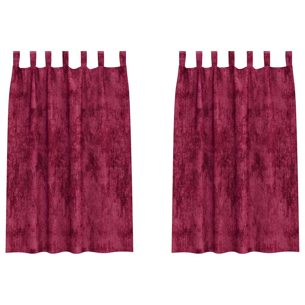 Tende in Velluto 2 pz Rosso vino 175 x 140 cm Velluto