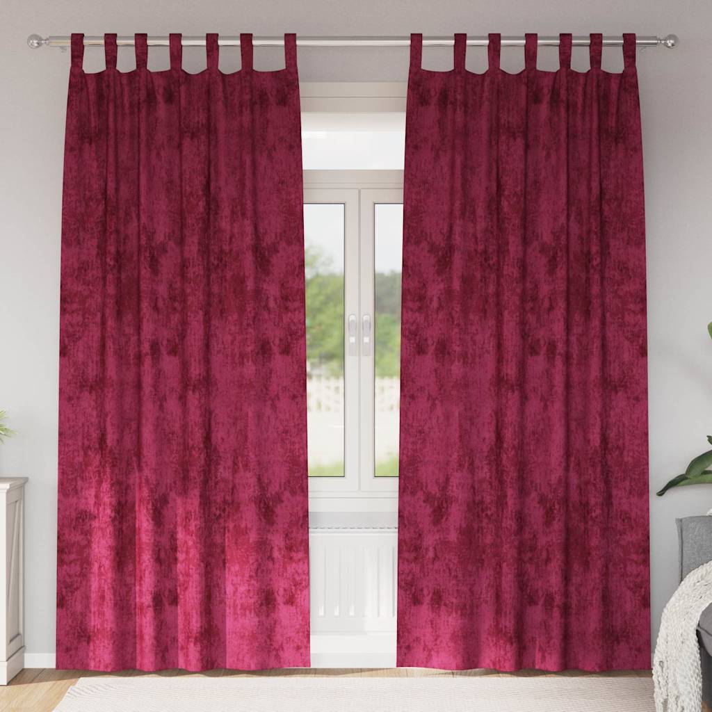 Tende in Velluto 2 pz Rosso vino 225 x 140 cm Velluto