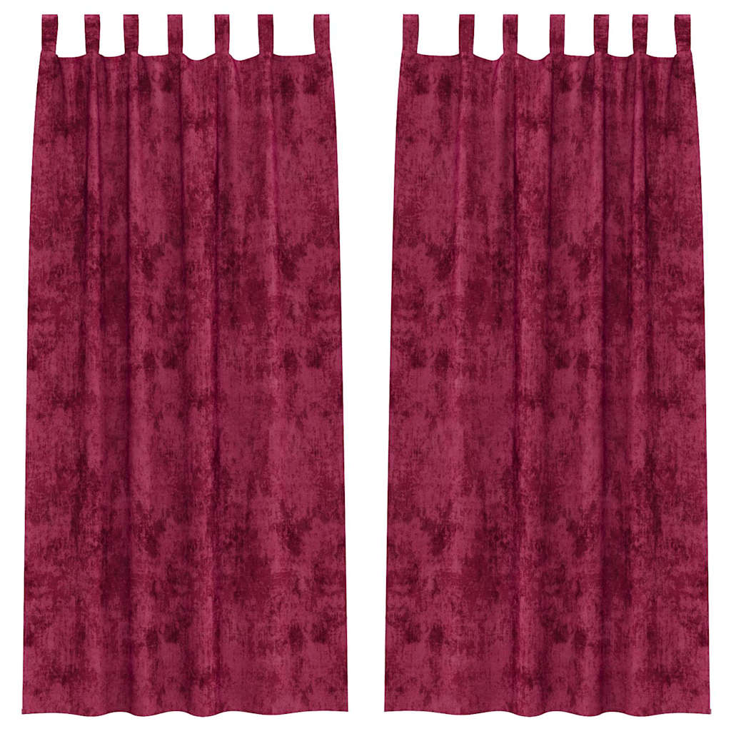 Tende in Velluto 2 pz Rosso vino 225 x 140 cm Velluto