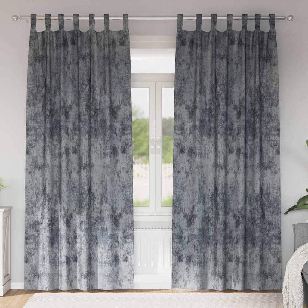 Tende in Velluto 2 pz Grigio Argento 245 x 140 cm Velluto