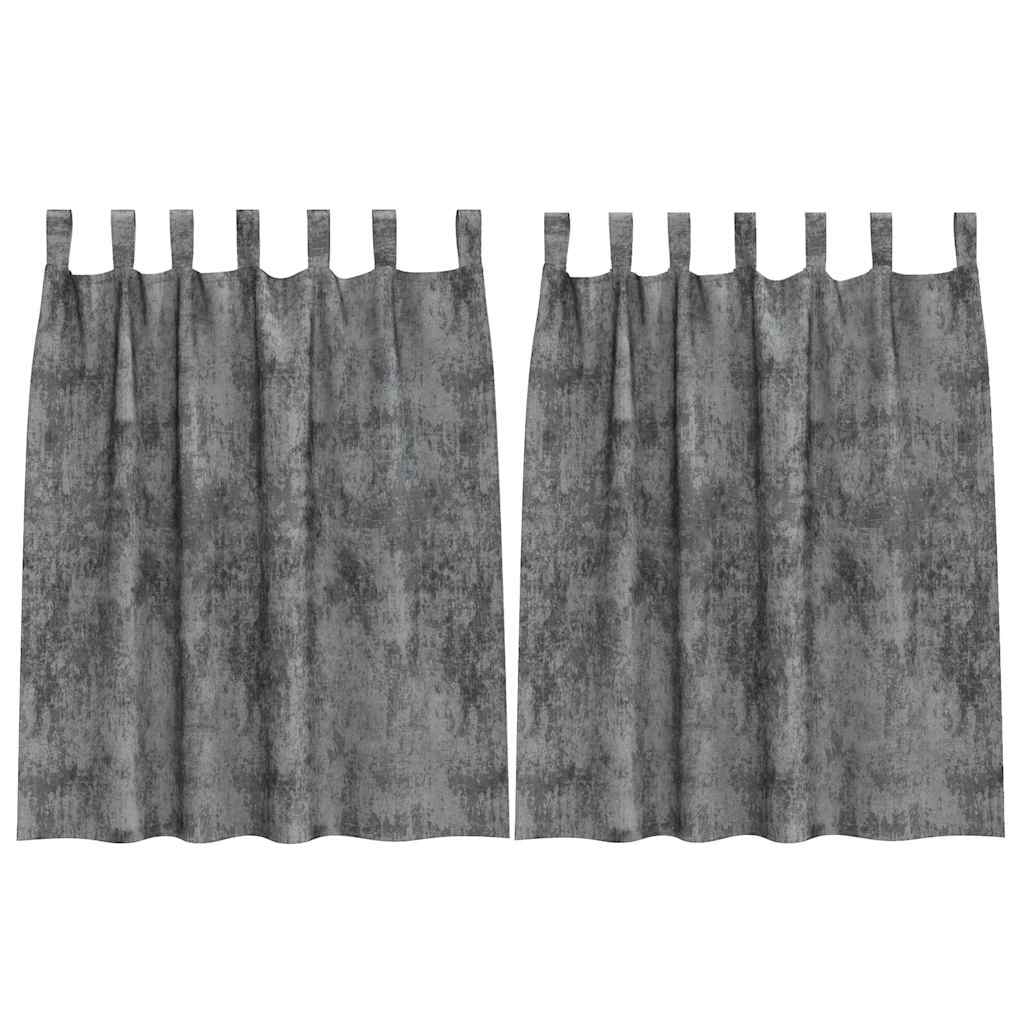 Tende in Velluto 2 pz Grigio 140 x 140 cm Velluto
