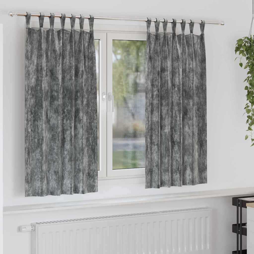 Tende in Velluto 2 pz Grigio 175 x 140 cm Velluto