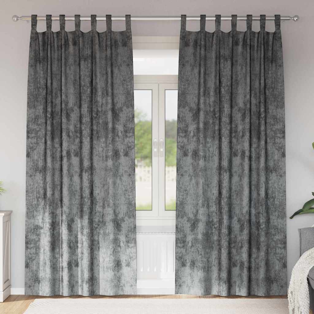 Tende in Velluto 2 pz Grigio 260 x 140 cm Velluto