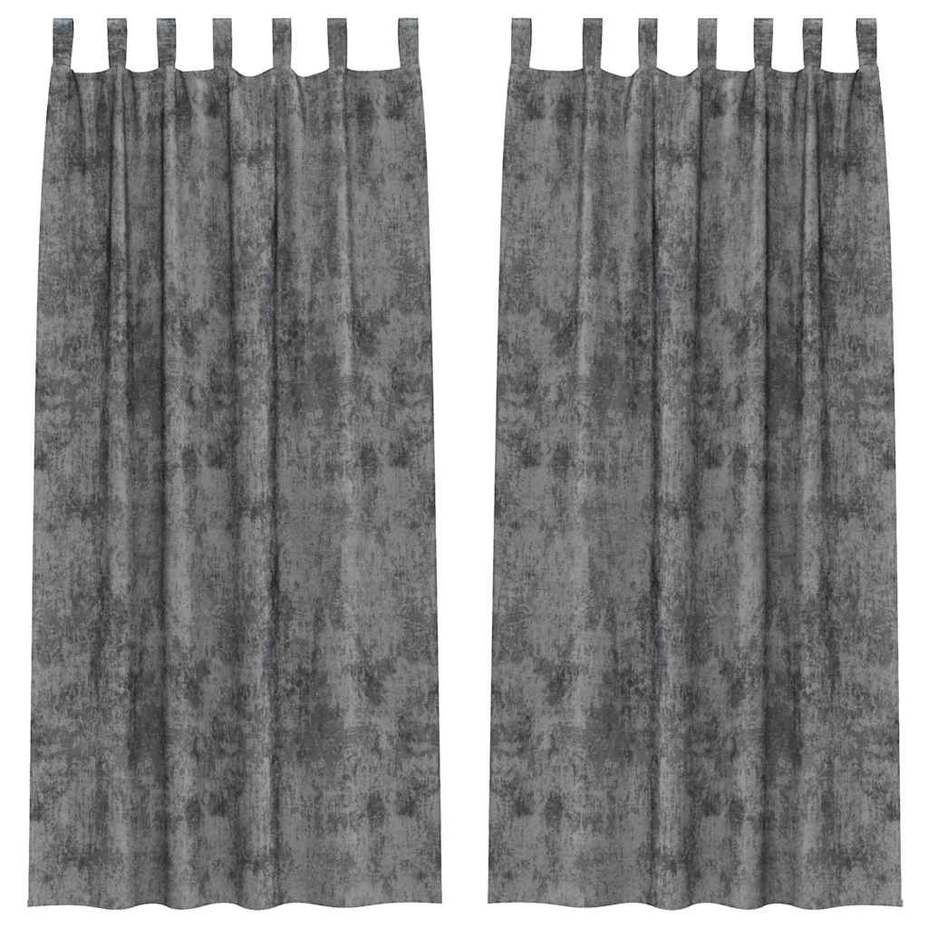Tende in Velluto 2 pz Grigio 260 x 140 cm Velluto