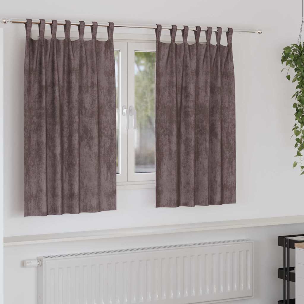 Tende in Velluto 2 pz Marrone 140 x 140 cm Velluto