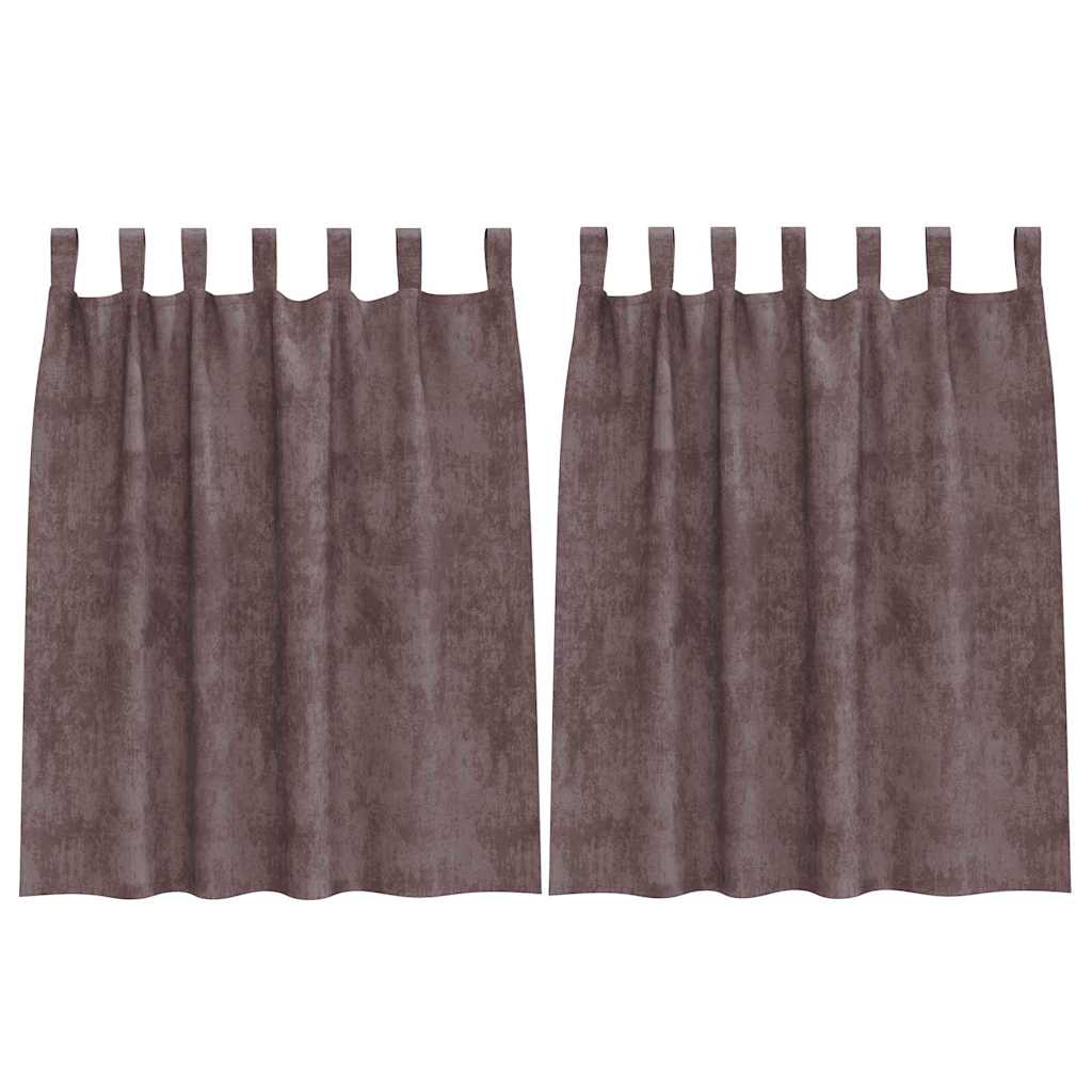 Tende in Velluto 2 pz Marrone 140 x 140 cm Velluto