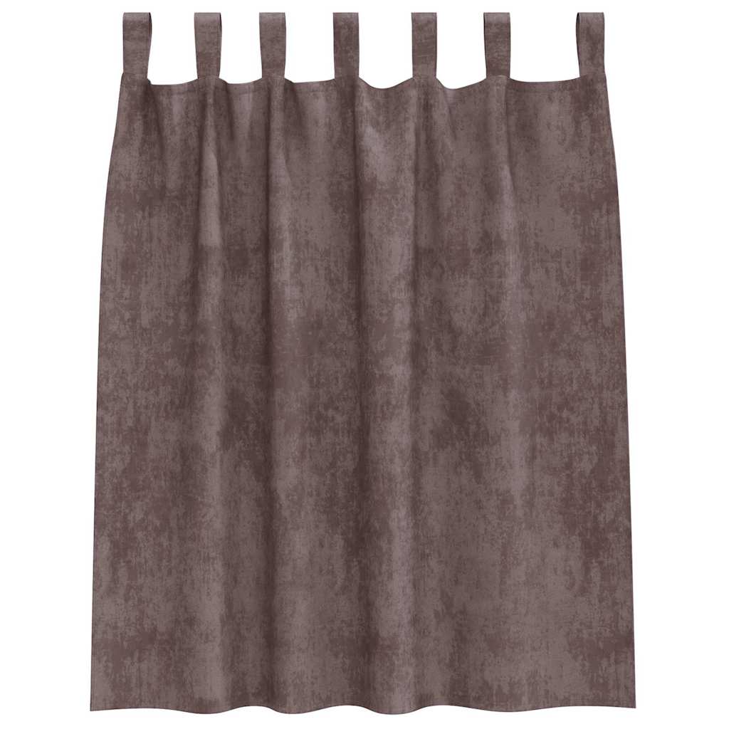 Tende in Velluto 2 pz Marrone 140 x 140 cm Velluto