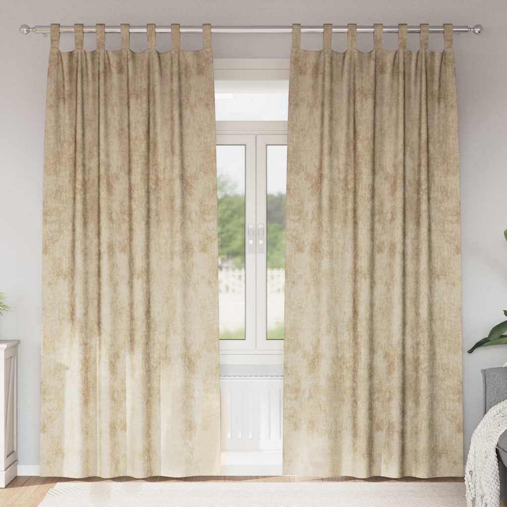 Tende in Velluto 2 pz Crema 245 x 140 cm Velluto