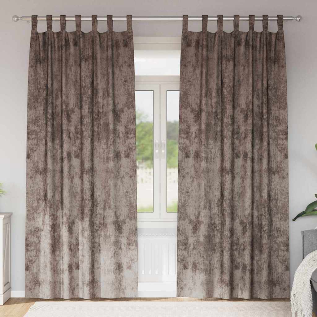 Tende in Velluto 2 pz Cappuccino 260 x 140 cm Velluto