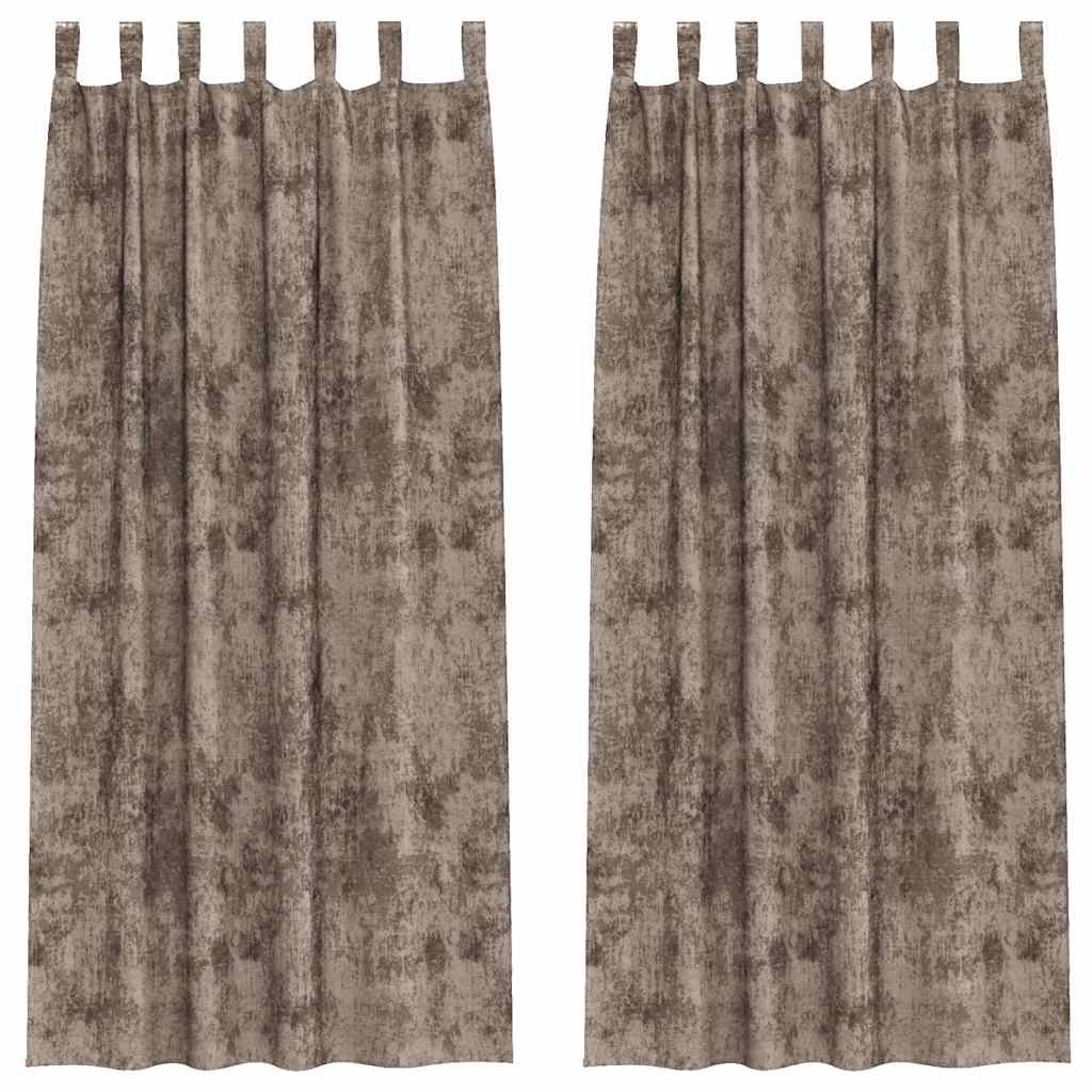 Tende in Velluto 2 pz Cappuccino 260 x 140 cm Velluto